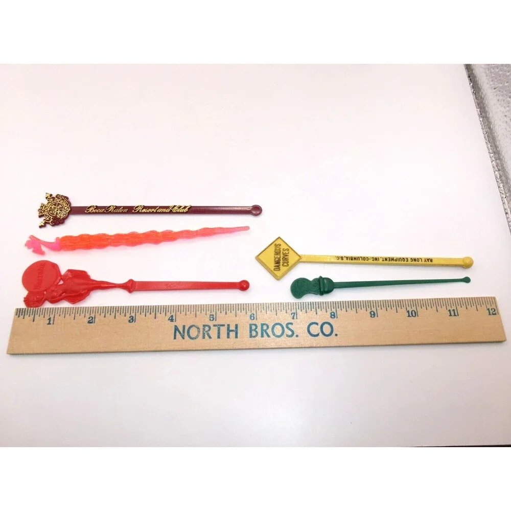 Vtg Lot of 18 Swizzle Sticks Mixed Harrahs Boca Raton Resort Seagrams Sahara +